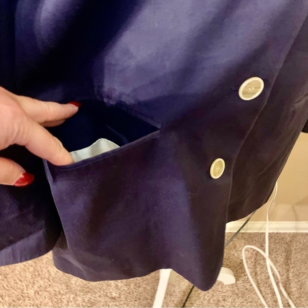 Vintage Banana Republic Blazer Size 12 Navy Blue Shoulder Pads Button-Up Cotton - Picture 6 of 16